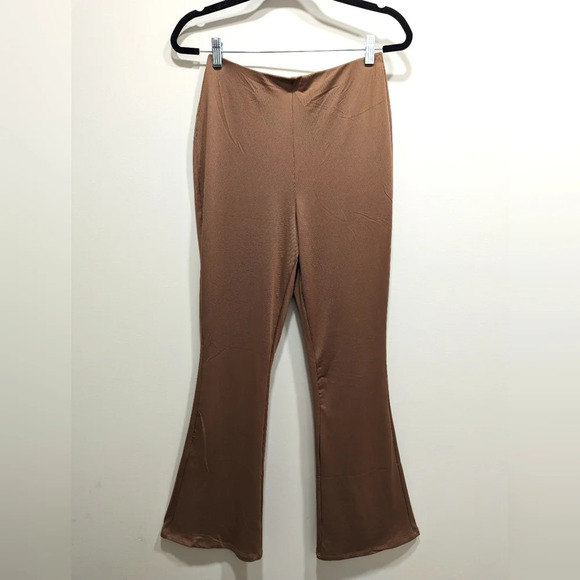 H&M Brown Flare Leggings High Waist Stretch Loungewear Athleisure Size M - Picture 2 of 5